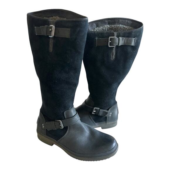 NWT!! UGG Black Fur Lined Knee Boot - Picture 4 of 9